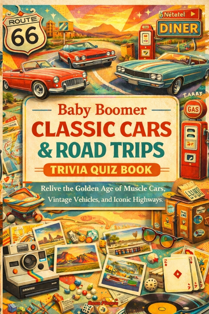 Baby Boomer Classic Cars & Road Trips Trivia Quiz Book: Relive the Golden Age of Muscle Cars, Vintage Vehicles, and Iconic Highways cover