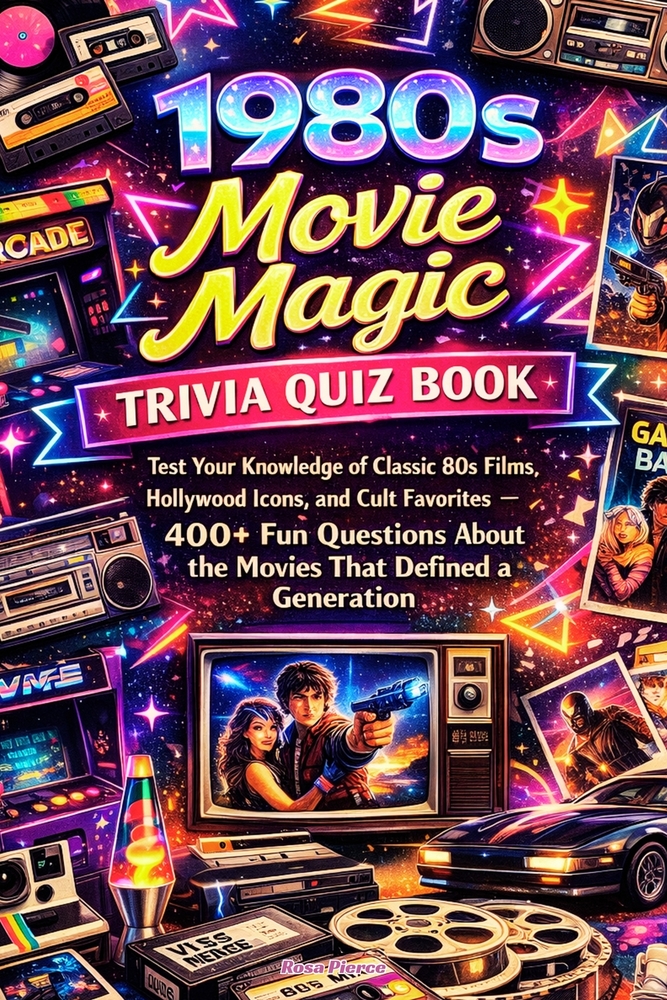 1980s Movie Magic Trivia Quiz Book: Test Your Knowledge of Classic 80s Films, Hollywood Icons, and Cult Favorites - 400+ Fun Questions About the Movie cover