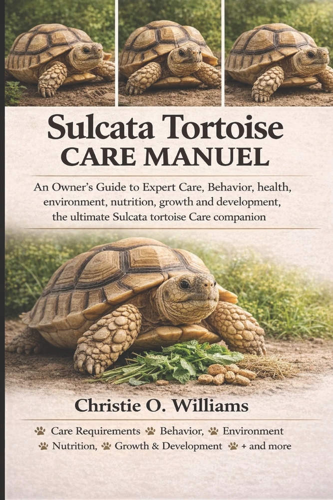 Sulcata tortoise care Manuel: An Owner's Guide to Expert Care, Behavior, health, environment, nutrition, growth and development, the ultimate Sulcata cover