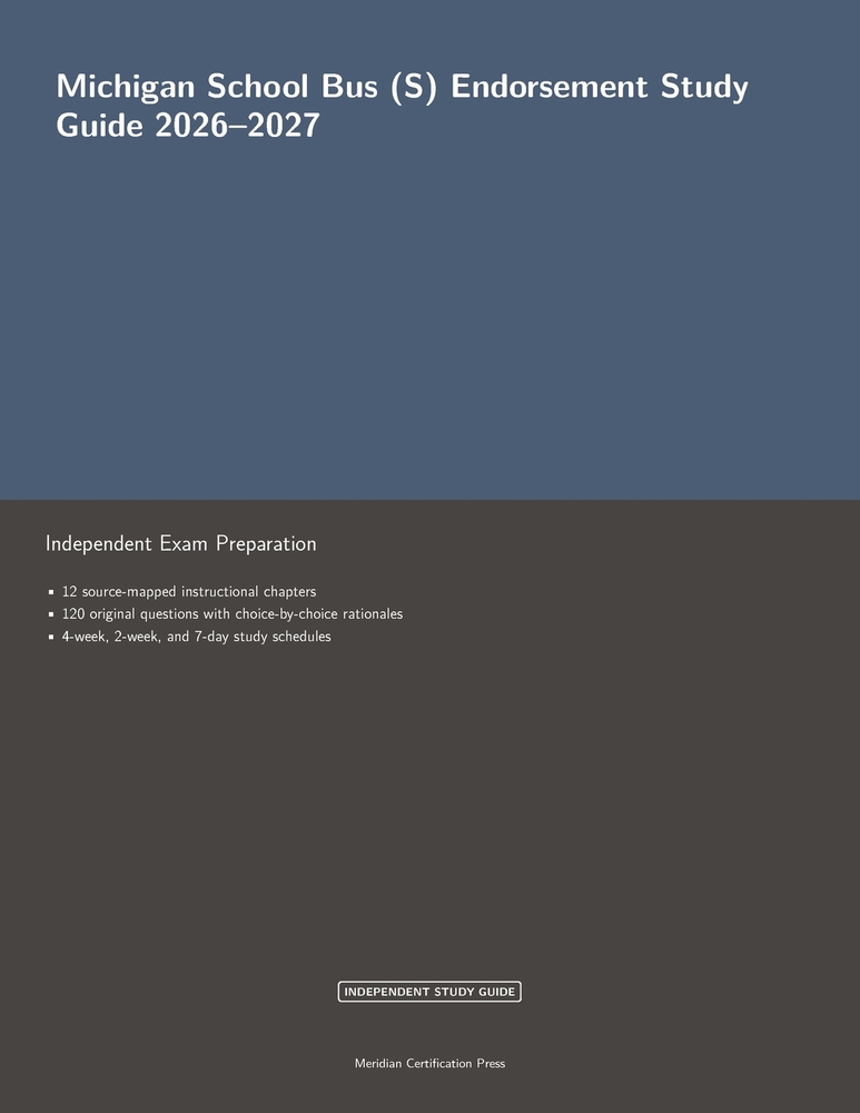 Michigan School Bus (S) Endorsement Study Guide 2026-2027 cover