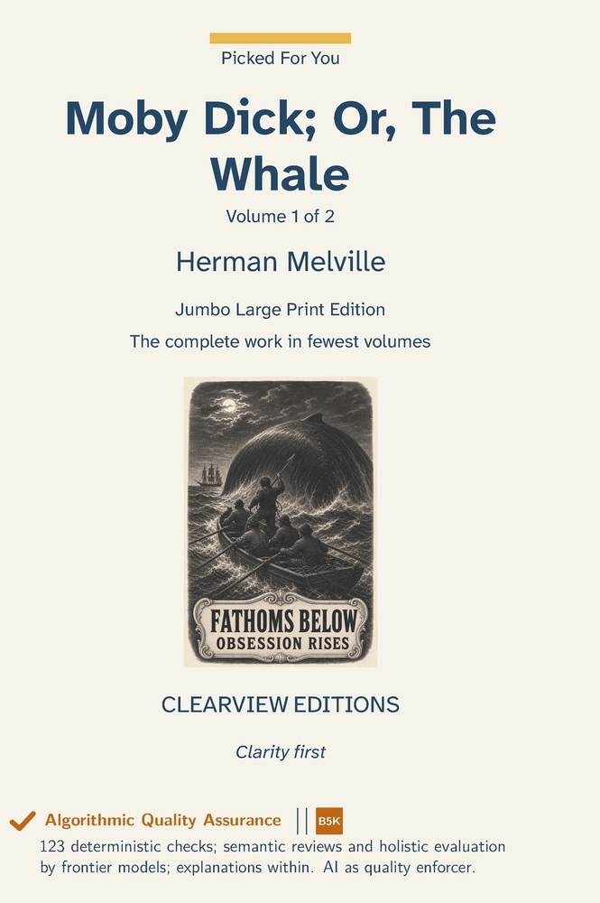 Moby Dick; Or, The Whale - Volume 1 of 2 cover