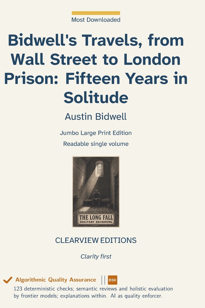 Bidwell's Travels, from Wall Street to London Prison: Fifteen Years in Solitude cover