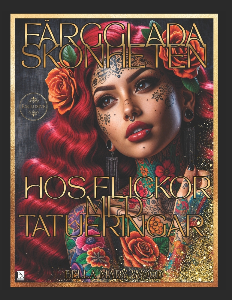 Färgglada skönheten hos flickor med tatueringar Attraktiv målarbok med porträtt: tatuering porträtt cover