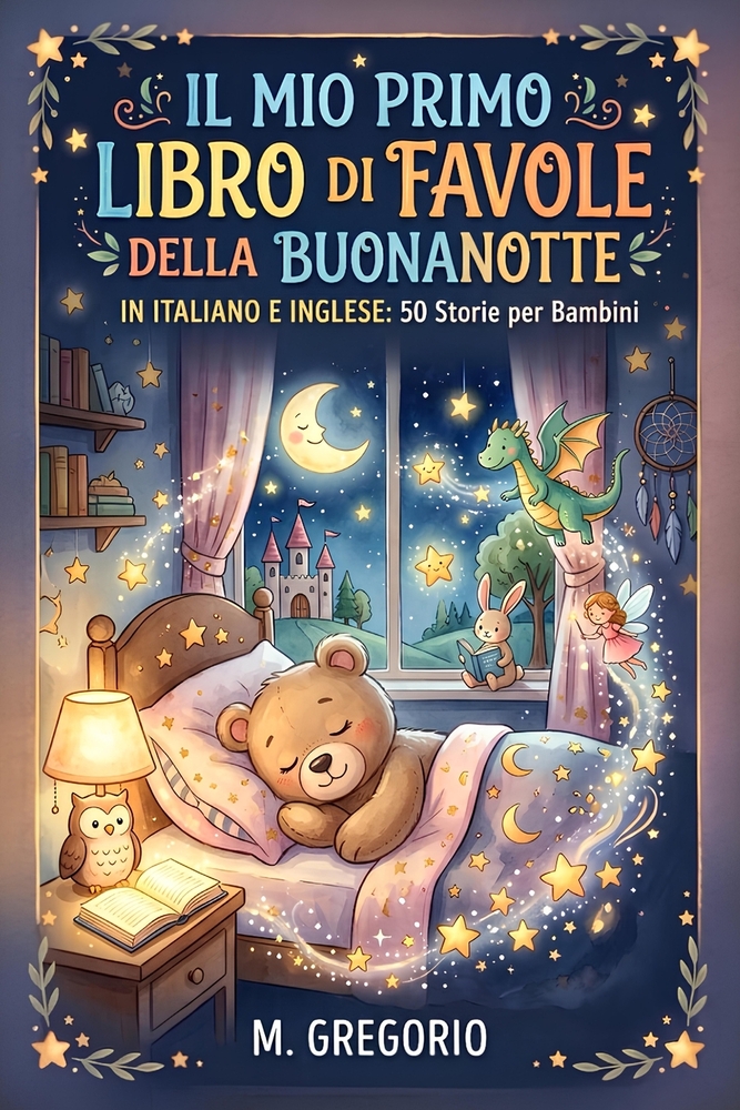 Il Mio Primo Libro di Favole della Buonanotte in Italiano e Inglese: 50 Storie per Bambini Bilingue, Libro per Bambini di Fiabe Illustrate a Colori, R cover