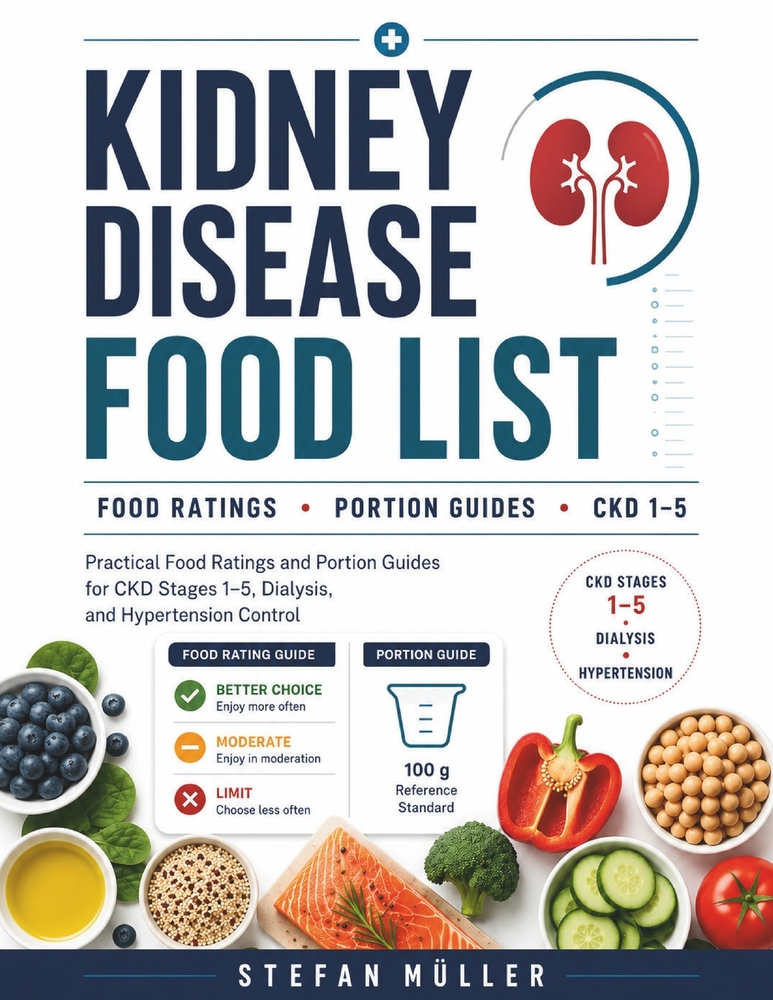 Kidney Disease Food List: Practical Food Ratings and Portion Guides for CKD Stages 1-5, Dialysis, and Hypertension Control cover