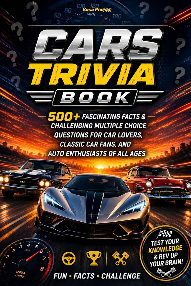 Cars Trivia Book: 500+ Fascinating Facts & Challenging Multiple Choice Questions for Car Lovers, Classic Car Fans, and Auto Enthusiasts of All Ages cover