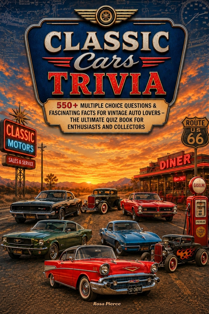 Classic Cars Trivia: 500+ Questions with Multiple Choice Answers About Vintage Cars, Muscle Cars, Automotive Legends, and Iconic Vehicles for Adults cover