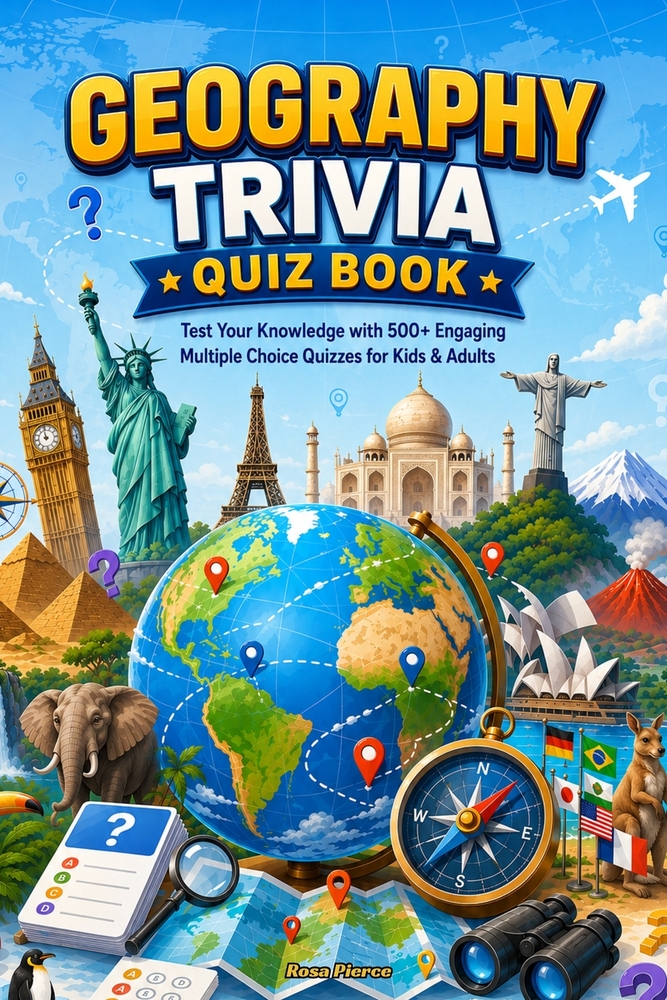 Geography Trivia Quiz Book: Test Your Knowledge with 500+ Engaging Multiple Choice Quizzes for Kids & Adults cover