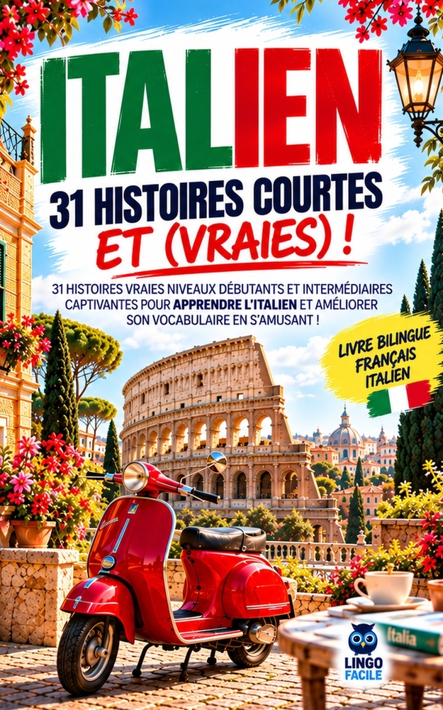 ITALIEN 31 Histoires courtes et Vraies: 31 histoires vraies niveau débutants et intermédiaires captivantes pour apprendre l'italien et améliorer son v cover