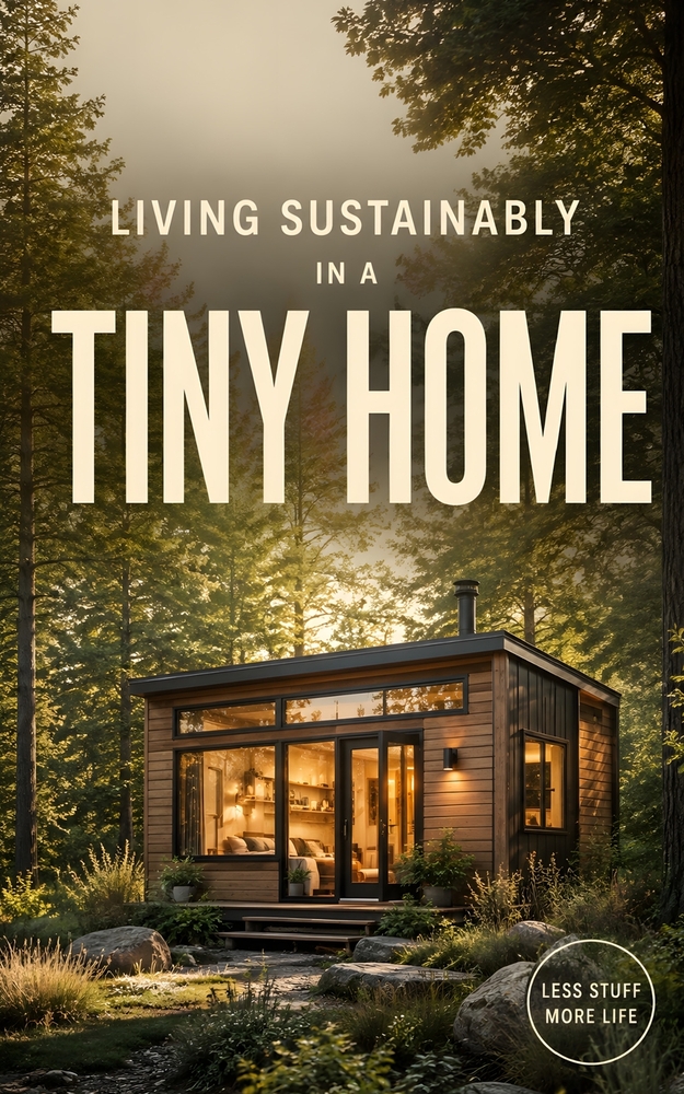Living Sustainably in a Tiny Home: A Guide to Living Lightly with Less: Embracing Minimalism and Sustainable Living + Declutter & Organize Tips cover