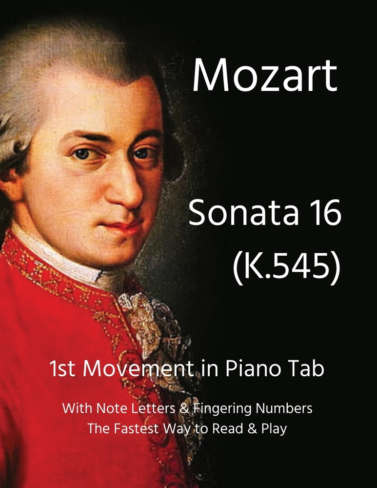 Mozart - Sonata 16 (K.545): 1st Movement in Piano Tab with Note Letters & Fingering Numbers - The Fastest Way to Read & Play cover