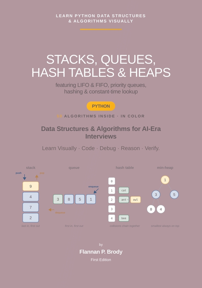 Stacks, Queues, Hash Tables & Heaps - Python Edition: Data Structures & Algorithms for AI-Era Interviews cover