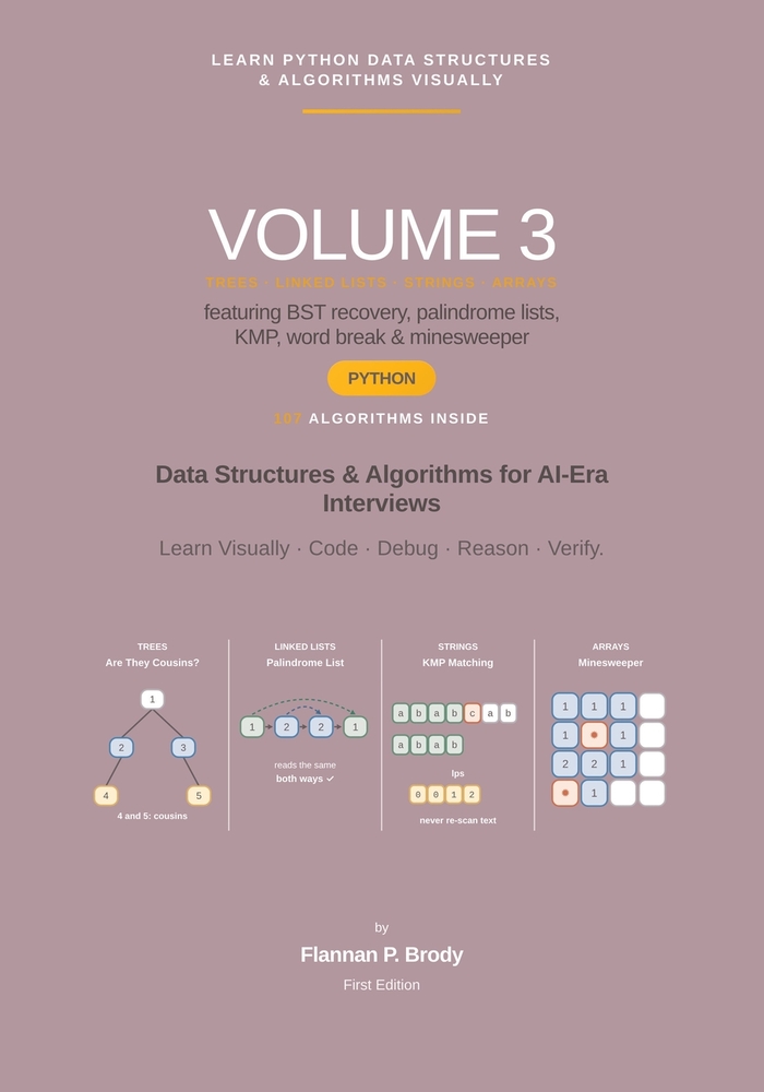 Learn Python Data Structures & Algorithms Visually - Volume 3: Data Structures & Algorithms for AI-Era Interviews cover