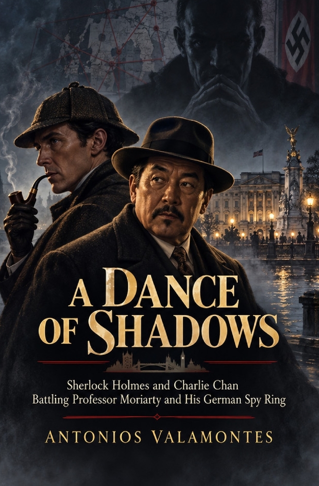 A Dance of Shadows: Sherlock Holmes and Charlie Chan Battling Dr. Moriarty and His German Spy Ring cover