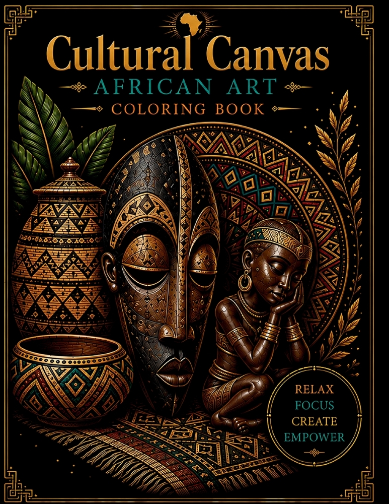 Cultural Canvas - African Art Coloring Book: Black Coloring Book for Adults: African American Coloring Book cover