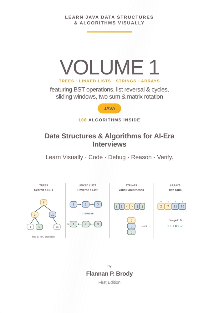 Learn Java Data Structures & Algorithms Visually - Volume 1: Data Structures & Algorithms for AI-Era Interviews cover