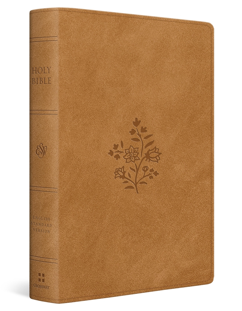 ESV Giant Print Personal Size Bible, Red Letter, Thumb Indexed (Trutone, Nubuck Caramel, Wildflower Design) cover