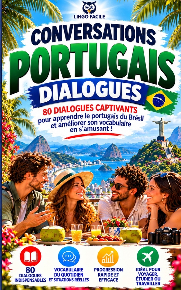 Conversations PORTUGAIS Dialogues: 80 DIALOGUES captivants pour apprendre le PORTUGAIS et améliorer son vocabulaire en s'amusant ! cover