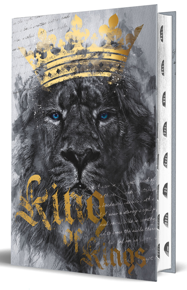 KJV Holy Bible, Large Print, Handy Size Format, Hardcover, Lion King of Kings, Thumb Index, Ribbon Marker, and Red Letter cover