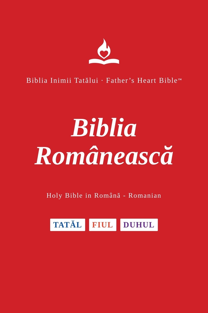 FHB, Romanian Bible, Red Letter, Paperback, Easy to Read: Holy Bible, Biblia Românească, Divine Voice Color, Father's Heart Bible cover