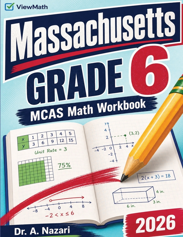 Massachusetts MCAS Grade 6 Math Workbook: Practice Problems & Exercises with Answer Key cover