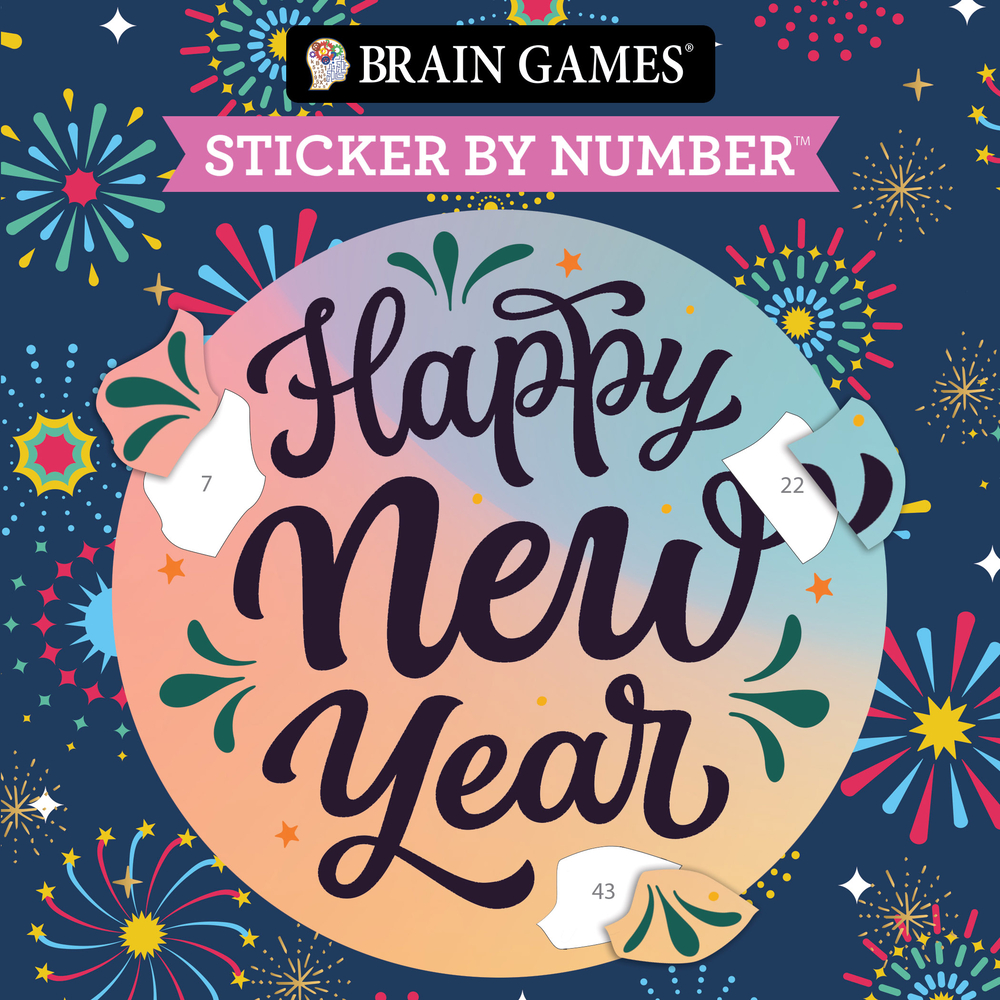 Brain Games - Sticker by Number Compact Edition: Merry Christmas 7x7 Inches Christmas Stocking Stuffer, Travel Size Activity Book for Adults & Kids 7+ cover
