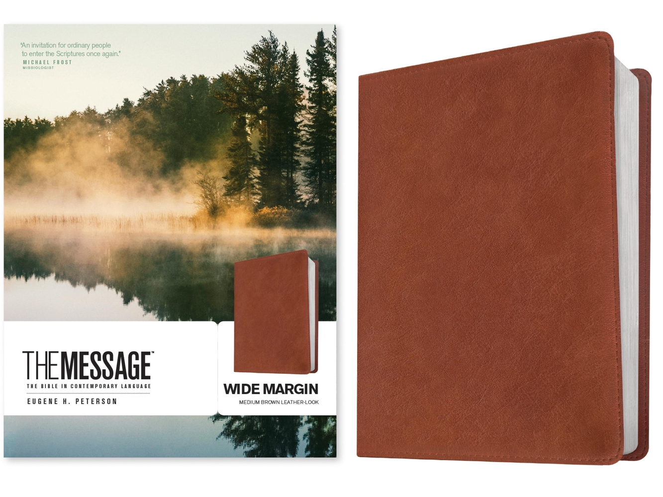 The Message Wide Margin Bible (Leather-Look, Medium Brown) cover
