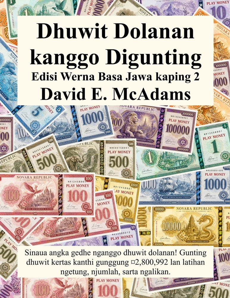 Dhuwit Dolanan kanggo Digunting: Sinaua angka gedhe nganggo dhuwit dolanan! Gunting dhuwit kertas kanthi gunggung ¤2,821,032 lan latihan ngetung, njum cover