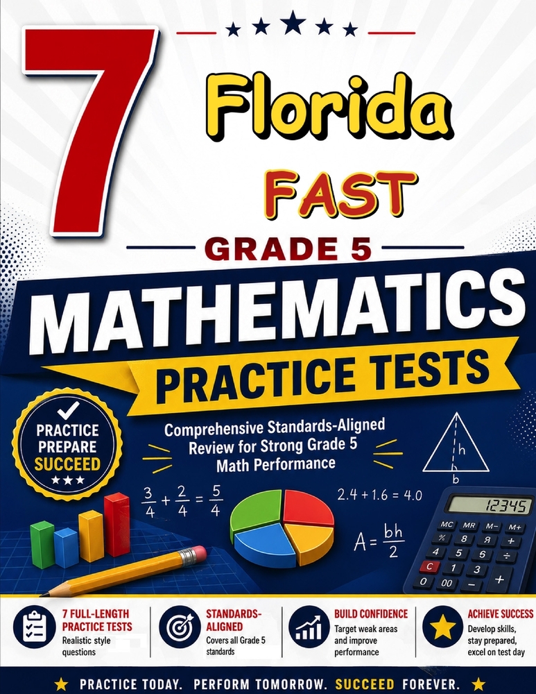 7 Florida FAST Grade 5 Math Practice Tests: Seven practice tests woven into one calm routine cover
