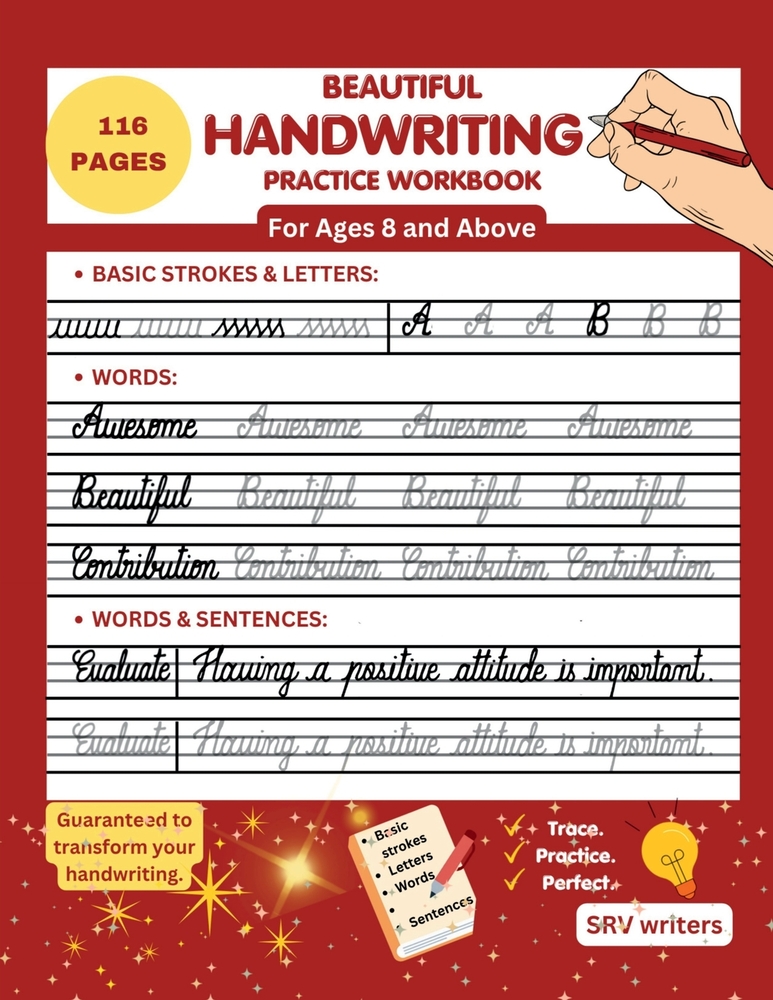 Beautiful Handwriting Practice Workbook: Trace and Practice Handwriting for Ages 8 and Above: Improve Handwriting cover
