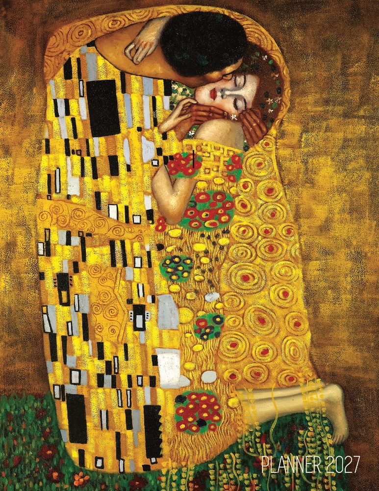 Gustav Klimt Planner 2027: The Kiss Daily Organizer (12 Months) Romantic Gold Art Nouveau Painting Austrian Art Monthly Scheduler cover