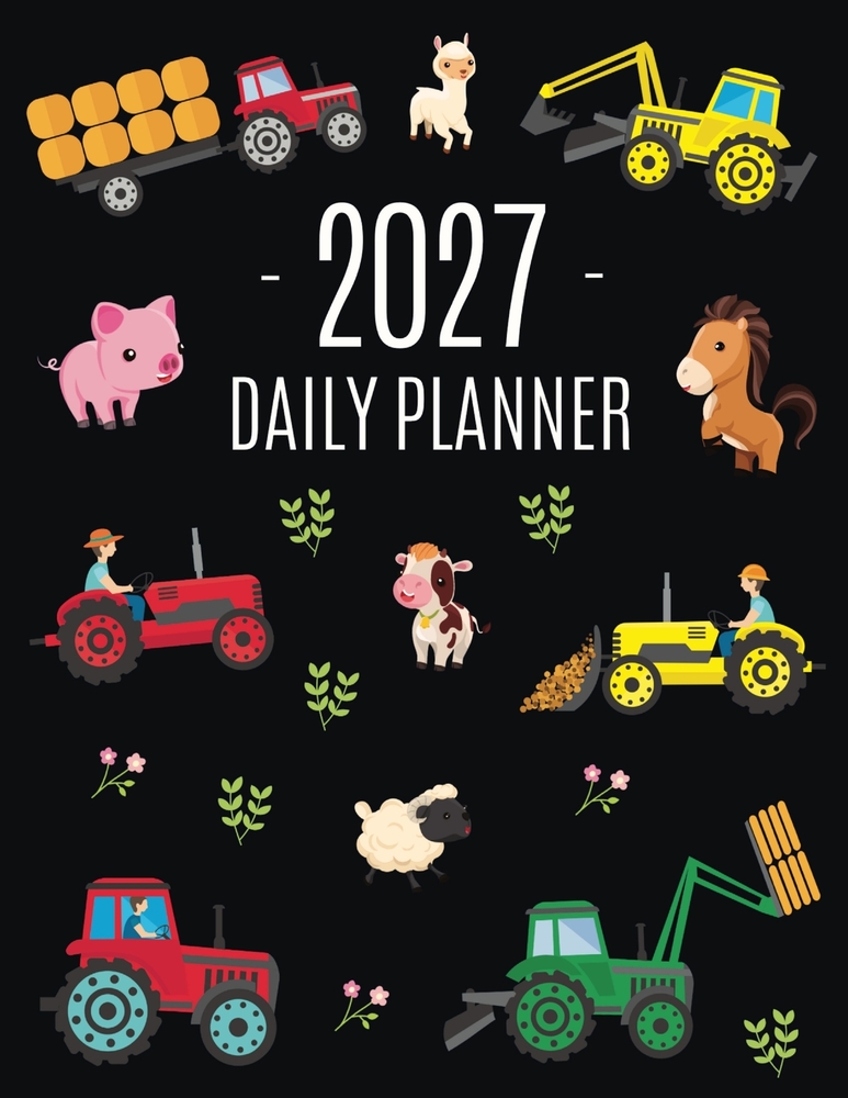 Farm Planner 2027: Cool Daily Agenda for 2027 Scheduler With Tractors & Funny Farm Animals (12 Months) Organizer with Cow, Sheep, Horse, Pig, Llama, F cover